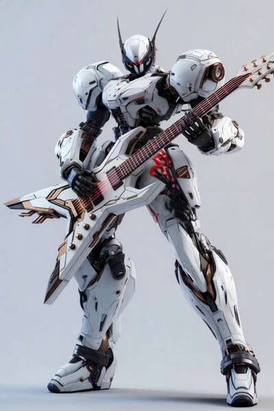 Mecha Robot Strums Electric Guitar Cinematic