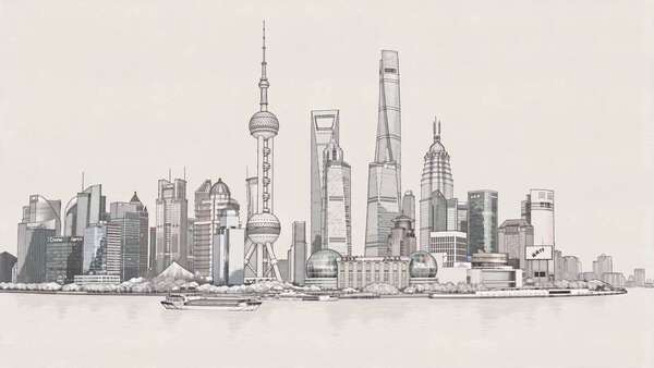 Shanghai Line Drawing City Motion Design