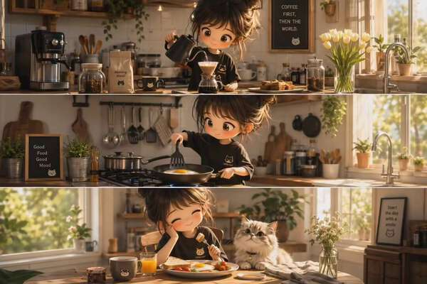 Chibi Morning Routine 3D Sequential Strip