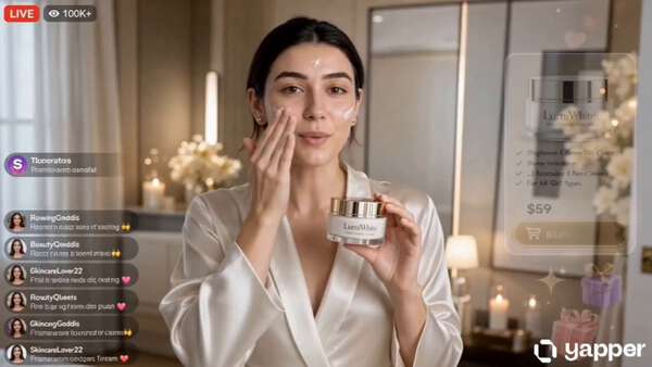Luxury Skincare Livestream with AI Influencer