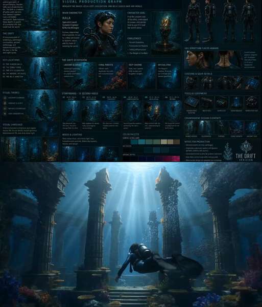Underwater Ruin Character Scene