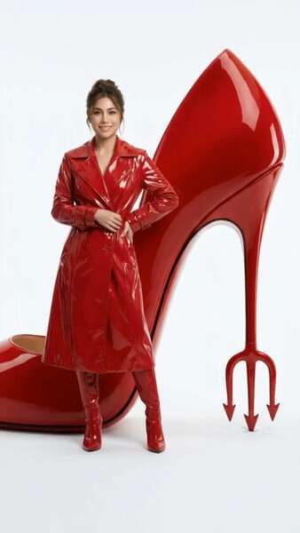 Red Fashion Couture Studio Portrait