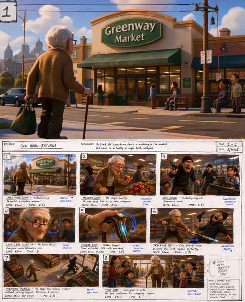 Retired Superhero Market Scene
