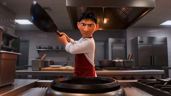 Cartoon Chef Wok Sequence