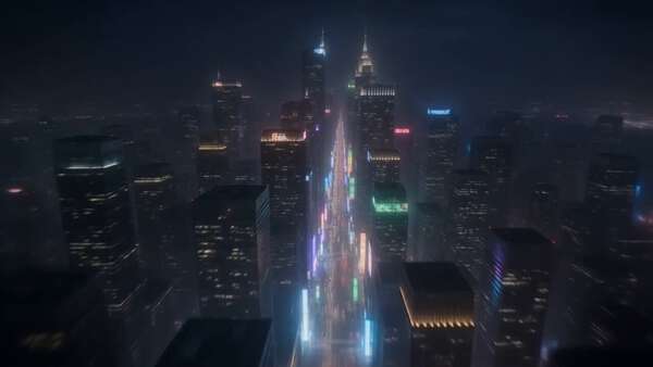 Serpent Creature Cyberpunk City Scene
