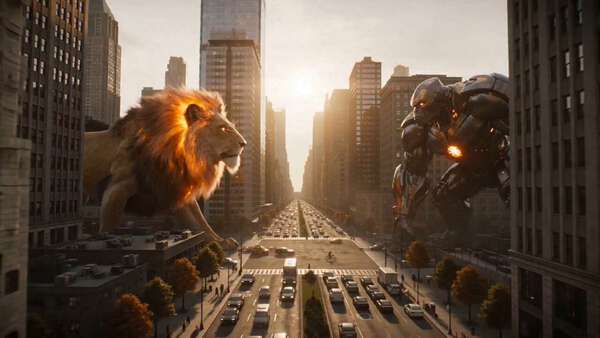 Fire Lion vs Giant Mech
