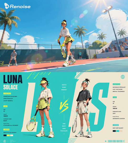 Anime Tennis Match Players Face Off