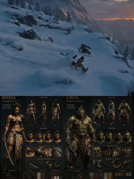 Epic Snowboarding Fantasy Battle Scene