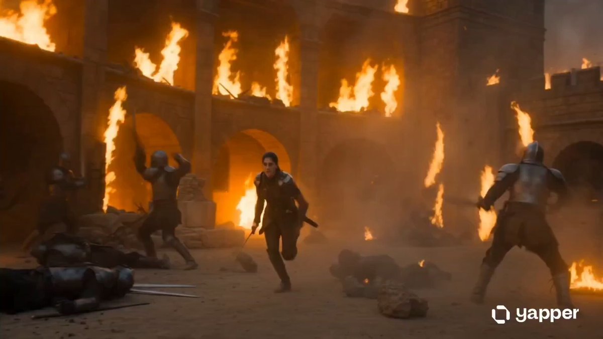 Female Warrior Rises Through Fire
