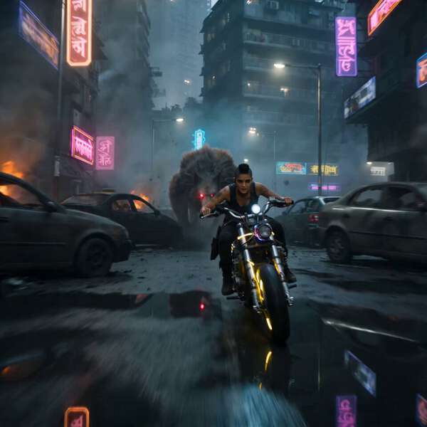 Cyberpunk Werewolf Pursuit