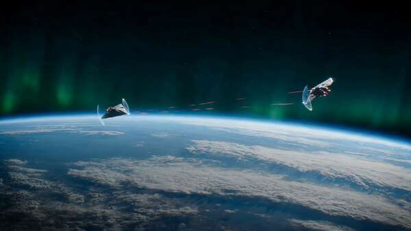 Alien Ships Orbital Battle